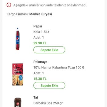 Trendyol Hızlı Market Trendyol'da Eksik Ürün Hayal Kırıklığı
