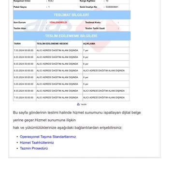 Aras Kargo Silivri Şubesi Kargomu Bilerek Teslim Etmedi!