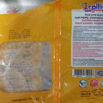 Erpiliç'in Çıtır Fileto Tam Pişmiş Dondurulmuş Ürünü Çiğ Çıktı