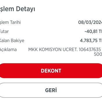 Ziraat Bankası MKK Komisyon Ücreti Ve Ekstre Masrafının Tahsilatı