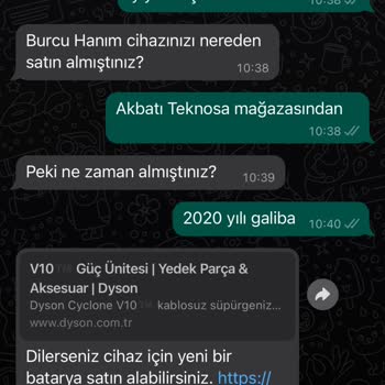 Dyson V10 Motor Yedek Parça Stokta Yok