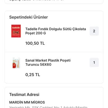 Migros Sanal Market Sipariş Sorunu