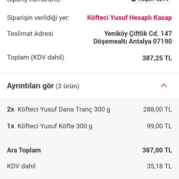 Yemek Sepeti İle Köfteci Yusuf Siparişimi Eksik Gönderdiler