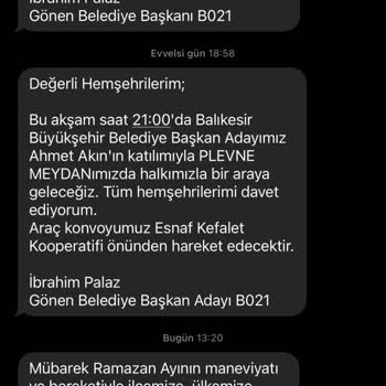 Gönen Belediyesi İzinsiz Sürekli Gelen Mesajlar