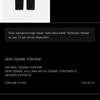 Zara İade Param Geri Verilsin