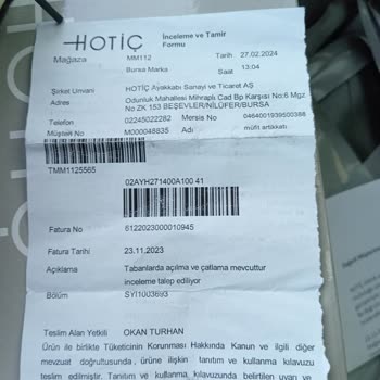Hotiç Ayakkabı Ürünün Arkasında Durmuyor