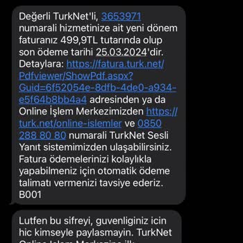 TurkNet Fatura Şikayet İlk Ay 100 TL Zam