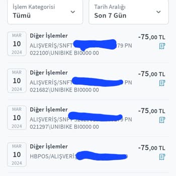 Unibike Parayı Çekip Yüklemiyor