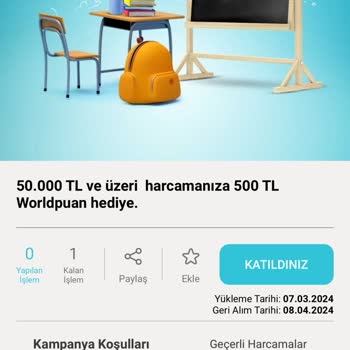 VakıfBank Eğitim Kampanyası Worldpuanları Yatırmıyor