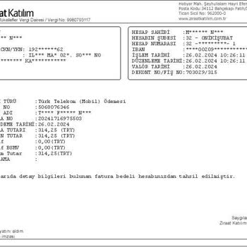 Türk Telekom Tek Faturanın İki Defa Ayrı Hesaptan Ödenmesi