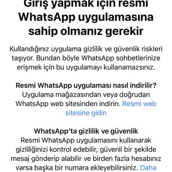 WhatsApp Uygulama Hatas