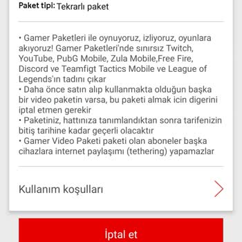 Vodafone Gamer Ek Paketine Kick Eklenmeli