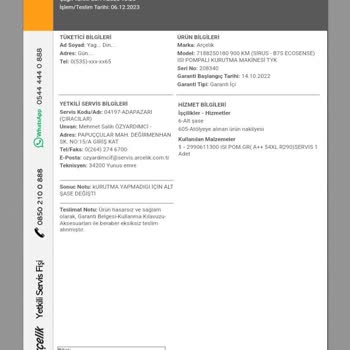 Arçelik Refused to Exchange Defective 9 kg Dryer