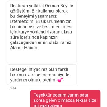Yemek Sepeti Eksik Sipariş (ana Yemek Gelmedi)