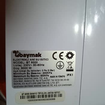 Baymak Ani Su Isıtıcı Garanti Onarıldı Denildi Fakat Çalışmıyor