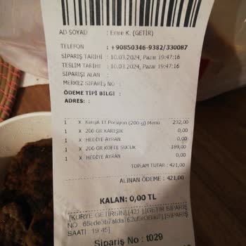 Getir Uygulamasından Köfteci Yusuf Sipariş Mağduriyeti