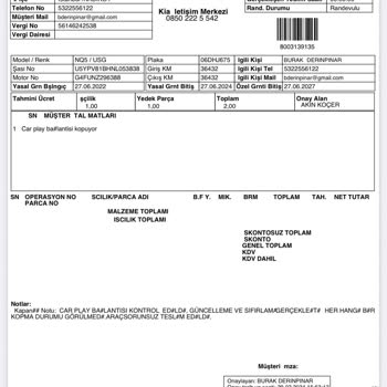 2022 Kia - Sportage Apple Car Play Bağlantı Kopma Sorunu