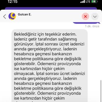 Getir Uygulaması Para İadesi