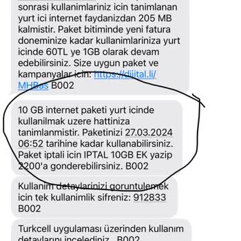 Turkcell Ek Paket İptali