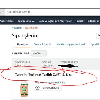 Amazon Yurt İçi Siparişim Prime Üyesi Olmama Rağmen 1ay Sonra Teslimat
