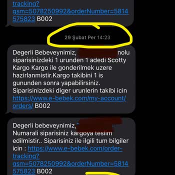 E-BEBEK Sipariş Teslim Edilmedi