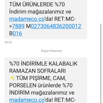 Madame Coco İsimli Firmadan Gelen Sürekli Gelen Mesajlar