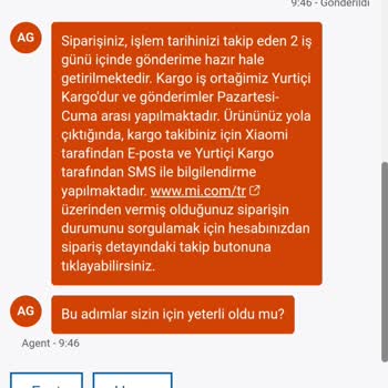 Xiaomi 7 Günde Kargoya Verilemeyen Sipariş