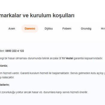 Daewoo Elektronik Vestel Kurulum Ücreti Alınması