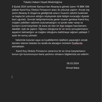 Kamil Koç Otobüs Firmasında Kaybolan Bavulumun Bulunamaması