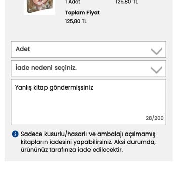 D&R Sorumsuz, Hasarlı, Yanlış Ürün Gönderimi