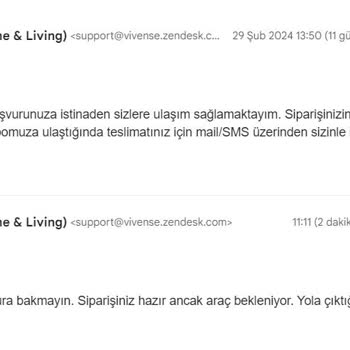 Vivense Bahçe Takımı Teslimat Sürecinde Yaşanan Aksaklıklar