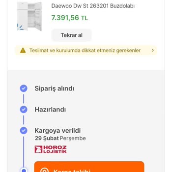 Horoz Lojistik Buzdolabımı Teslim Etmedi
