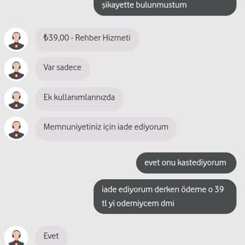 Vodafone Fatura İade Talebi