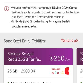 14 Yıllık Kullanıcıya Vodafone Fahiş Tarifeleri
