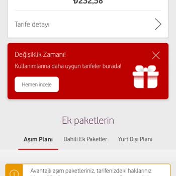 Vodafone Kendi Kendine Ek Paket Almış