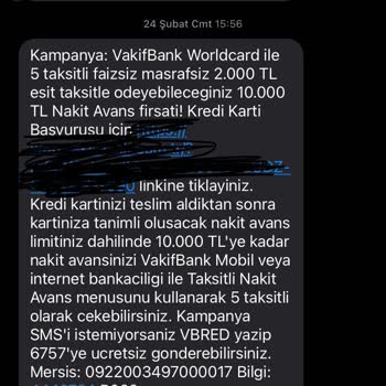 VakıfBank 10.000 TL %0 Faiz Yalanı