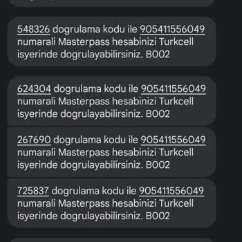 Masterpass Turkcell Den Sürekli Olarak Mastercard Doğrulaması İçin Mesaj Geldi