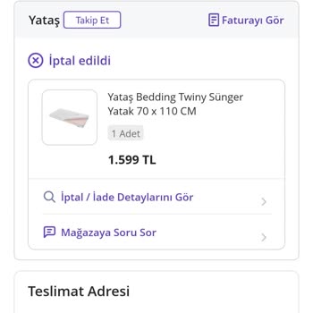 Yataş Yatak Siparişi İptali Ve Mağduriyetim