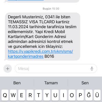 Yapı Kredi Bankası Banka Kartı Teslim Sorunu.