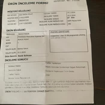 Suwen Pijama Takımı Defolu Ayrıca Renkte Solma