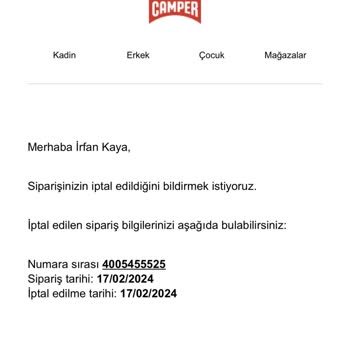 Camper Marka Ayakkabı Para İade Sorunu