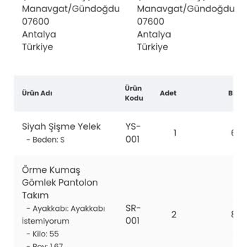 Beylerce.com Siparişin Eksik Gelmesi