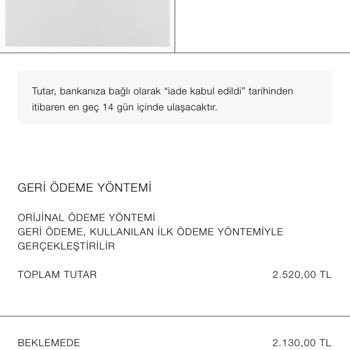 Zara İademin Parasını Yatırmıyor
