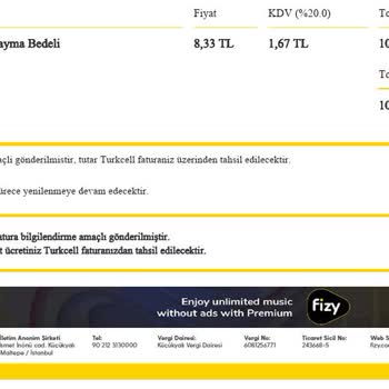 Bilgim Dışında Uykumda Fizy Turkcell Abonelik