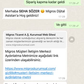 Migros Sanal Kapıya Gelip Siparişi Bırakmadan Gitti
