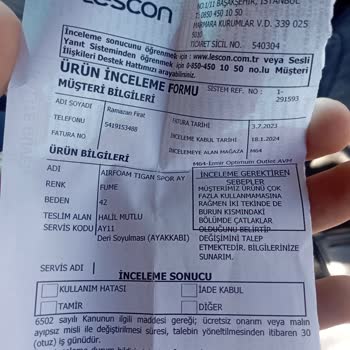 Lescon Deri Çatlağına Makinede Yıkanmış Diye Ret Edildi Yıkanmayan Ayakkabıya