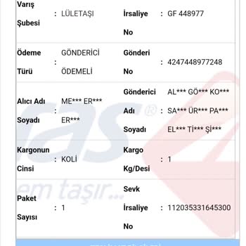Teslim Edemeyen Kargo Aras Kargo