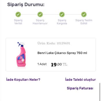 Kargomsende İade Olan Ürün