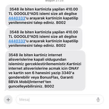 Garanti BBVA Kredi Kartı İzinsiz Çekim