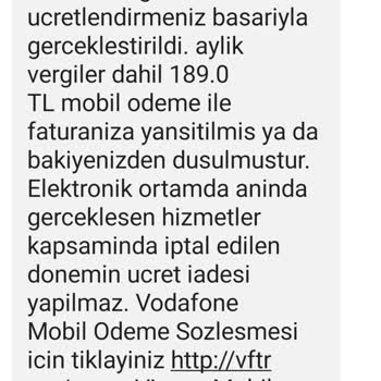 Vodafone Aniden Aktif Olan Abonelik Ve İadesi Talep Edilen 189 TL